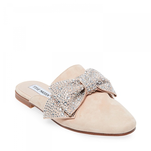 Steve Madden Shoes - Tan Crystal Bow Steve Madden Harlan Mules 6